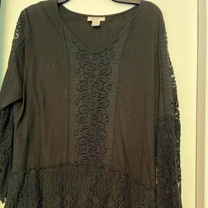Blouse-Dressy.  Black. Style & Co. Size PXL.